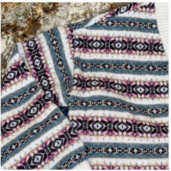 **NWT LOFT Ivory Fair Isle Relaxed Button Front Cardigan Sweater - Picture 2 of 10